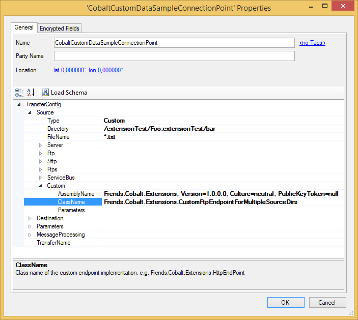 Connection point with parameters